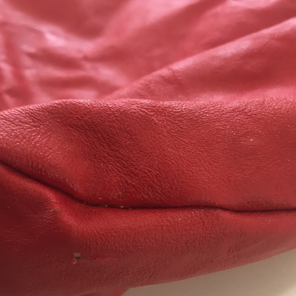 Absolutely beautiful red bag with black accents and sequence. Worn places shown. - Picture 5 of 11